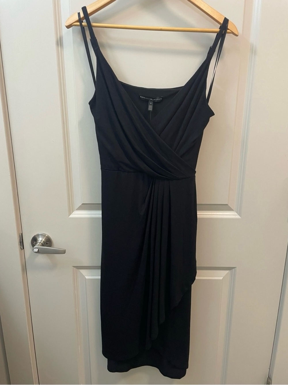 White House Black Market Black Sleeveless Draped Midi Dress
